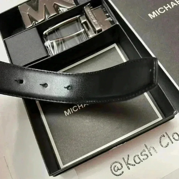 Michael Kors Mens Belt Set 4 in 1 Reversible MK Signature Gift Box Black - Picture 5 of 7